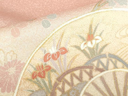 平和屋着物●訪問着　扇面花文　暈し染め　金彩　正絹　逸品　DABH0602op