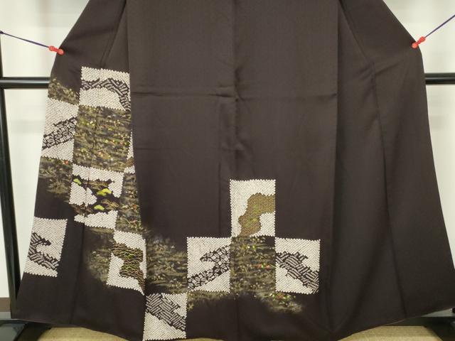平和屋着物●訪問着　刺繍　絞り　市松花文　金彩　正絹　逸品　DABH0605op