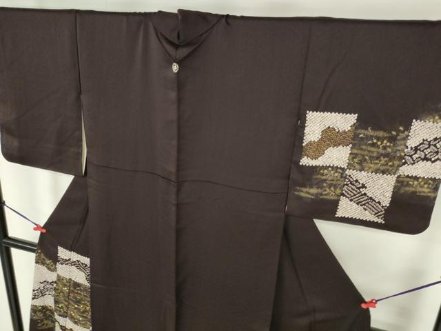 平和屋着物●訪問着　刺繍　絞り　市松花文　金彩　正絹　逸品　DABH0605op