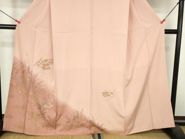 平和屋着物●中国三大刺繍　スワトウ刺繍　汕頭刺繍　訪問着　駒刺繍　地紙花松文　暈し染め　金彩　正絹　逸品　DABH0608op