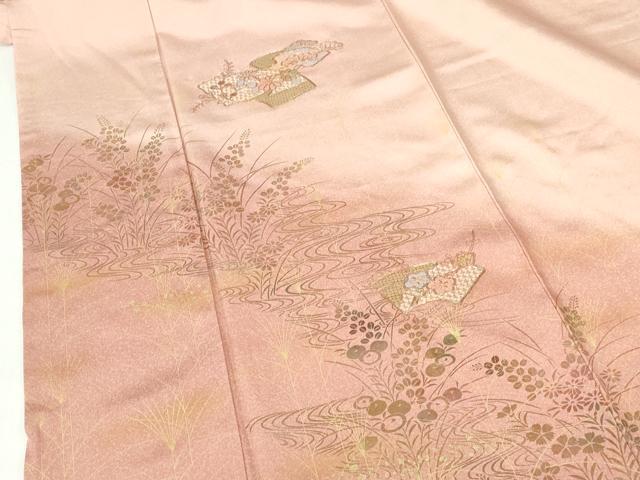 平和屋着物●中国三大刺繍　スワトウ刺繍　汕頭刺繍　訪問着　駒刺繍　地紙花松文　暈し染め　金彩　正絹　逸品　DABH0608op