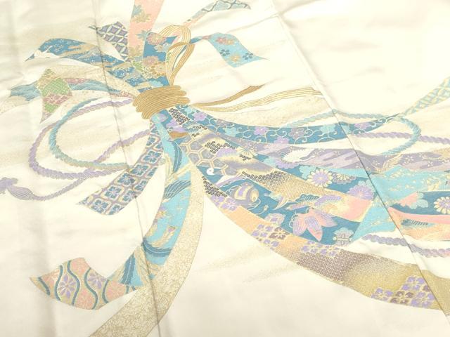 平和屋着物●豪華色留袖　寿光織　束ね熨斗花鳥文　暈し染め　金糸　正絹　逸品　DABH0611op