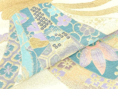 平和屋着物●豪華色留袖　寿光織　束ね熨斗花鳥文　暈し染め　金糸　正絹　逸品　DABH0611op
