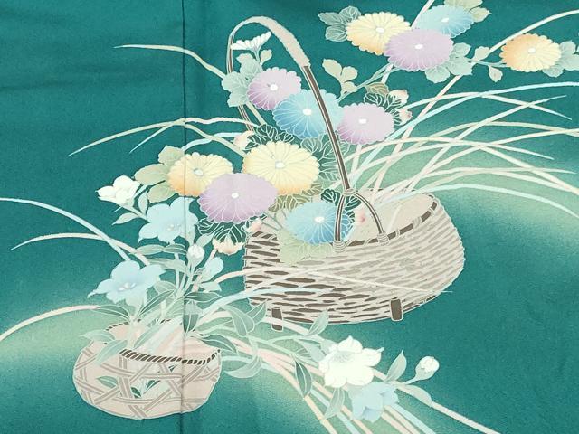 平和屋着物●訪問着　花篭文　暈し染め　正絹　逸品　DABH0613op