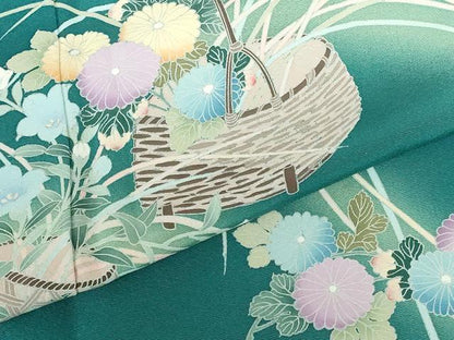 平和屋着物●訪問着　花篭文　暈し染め　正絹　逸品　DABH0613op