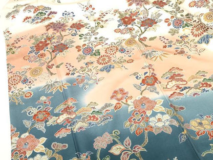 平和屋着物●訪問着　草花松文　暈し染め　金彩　ますいわ屋扱い　正絹　逸品　DABH0615op