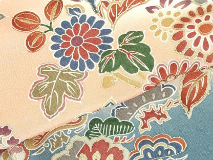 平和屋着物●訪問着　草花松文　暈し染め　金彩　ますいわ屋扱い　正絹　逸品　DABH0615op
