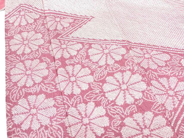 平和屋着物●訪問着　総絞り　菊　正絹　逸品　DABH0617op