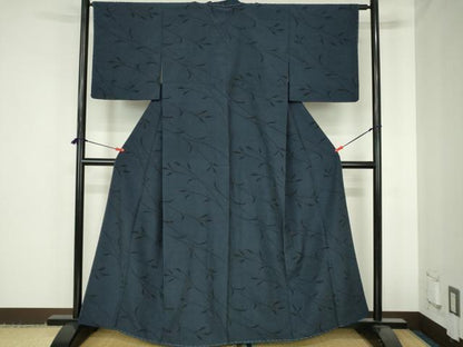 平和屋着物●本塩沢　枝葉文　正絹　逸品　未使用　DABH0619op