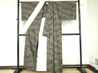 平和屋着物▽本場大島紬　単衣　9マルキ　霞花文　正絹　逸品　DABH0620op