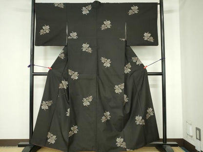 平和屋着物▽本場大島紬　単衣　9マルキ　地空き　舞花　正絹　逸品　DABH0621op