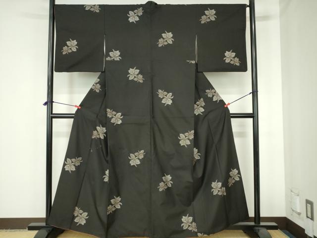 平和屋着物▽本場大島紬　単衣　9マルキ　地空き　舞花　正絹　逸品　DABH0621op