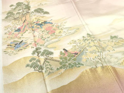 平和屋着物●豪華色留袖　寿光織　人物風景文　佳日の宴　暈し染め　金糸　さが美扱い　正絹　逸品　DABH0623op