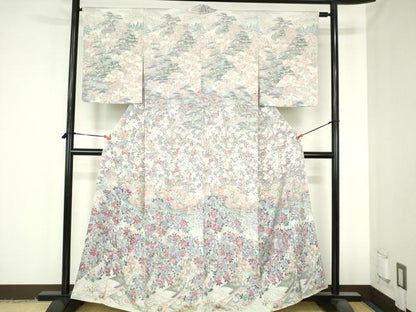 平和屋着物●訪問着　人物風景花文　暈し染め　正絹　逸品　DABH0625op