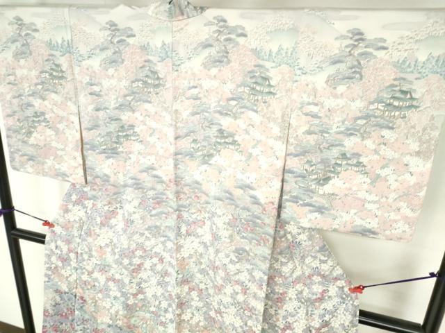 平和屋着物●訪問着　人物風景花文　暈し染め　正絹　逸品　DABH0625op