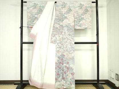 平和屋着物●訪問着　人物風景花文　暈し染め　正絹　逸品　DABH0625op