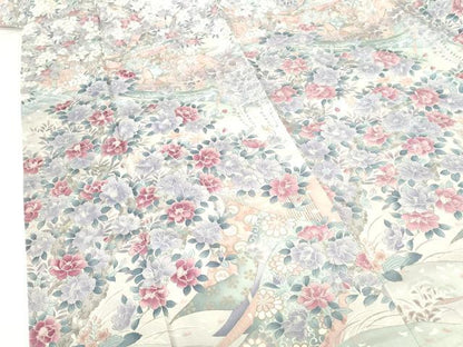 平和屋着物●訪問着　人物風景花文　暈し染め　正絹　逸品　DABH0625op