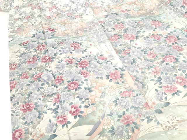 平和屋着物●訪問着　人物風景花文　暈し染め　正絹　逸品　DABH0625op