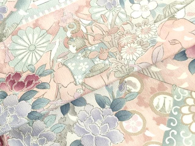平和屋着物●訪問着　人物風景花文　暈し染め　正絹　逸品　DABH0625op