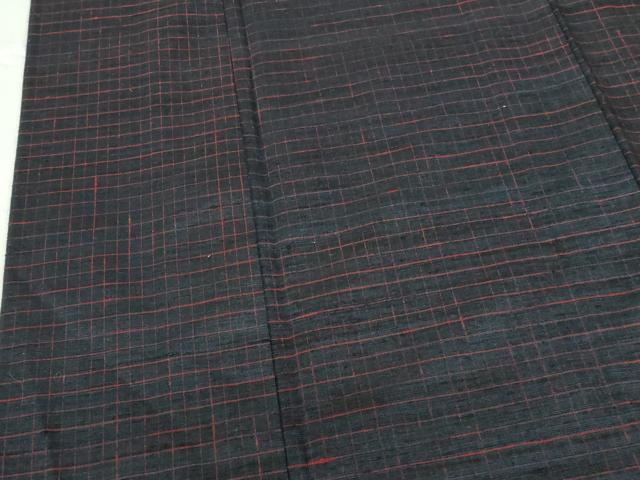 平和屋着物▽上質な紬　単衣　格子　正絹　逸品　DABH0626op