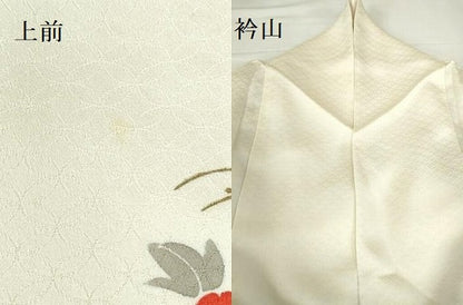 平和屋着物▽訪問着　単衣　草花　金彩　正絹　逸品　DABH0627op