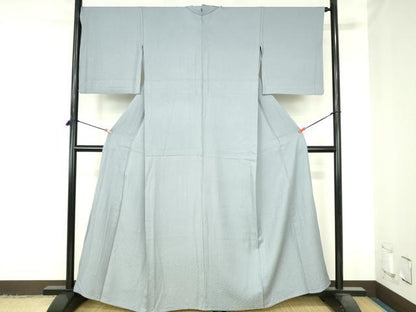 平和屋着物▽上質な色無地　単衣　菊尽くし地紋　秘色色　　正絹　逸品　DABH0629op