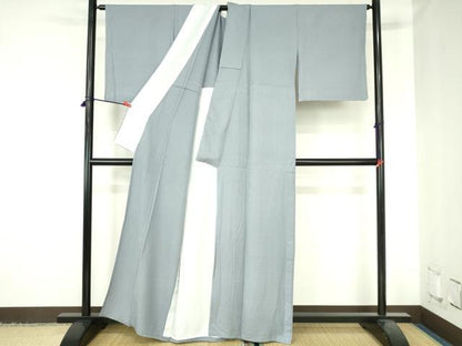 平和屋着物▽上質な色無地　単衣　菊尽くし地紋　秘色色　　正絹　逸品　DABH0629op