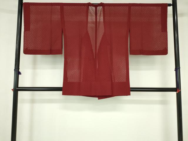 平和屋着物▽道行コート　スリーシーズン　春夏秋　塵除け　変わり間道　弁柄色　正絹　逸品　未使用　DABH0630op