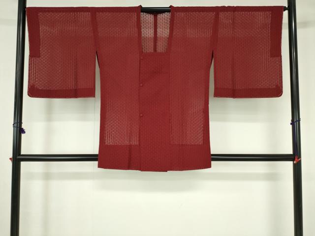 平和屋着物▽道行コート　スリーシーズン　春夏秋　塵除け　変わり間道　弁柄色　正絹　逸品　未使用　DABH0630op