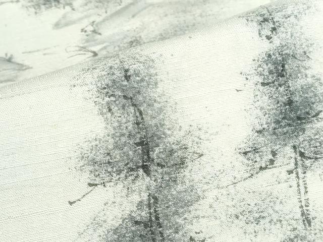 平和屋着物▽訪問着　単衣　紬地　手描き　風景樹林文　暈し染め　正絹　逸品　DABH0632op