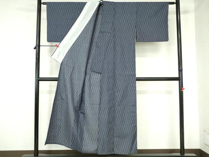 平和屋着物▽上質な紬　単衣　立涌文　正絹　逸品　DABH0633op