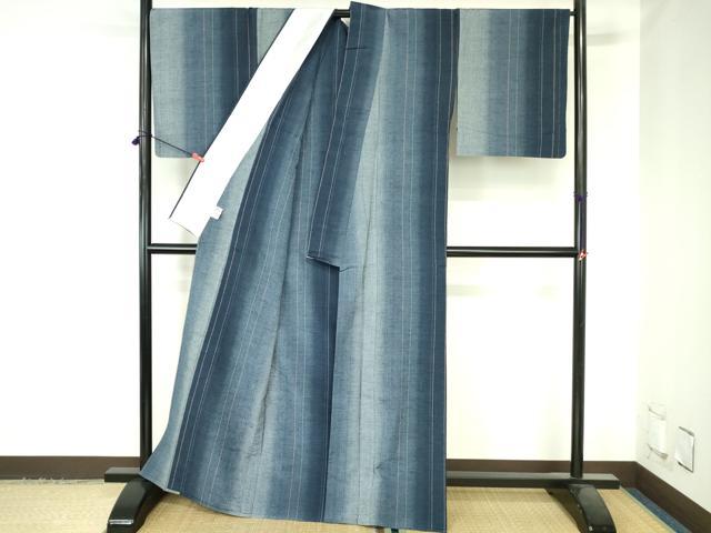 平和屋着物▽上質な紬　単衣　間道　正絹　逸品　DABH0635op