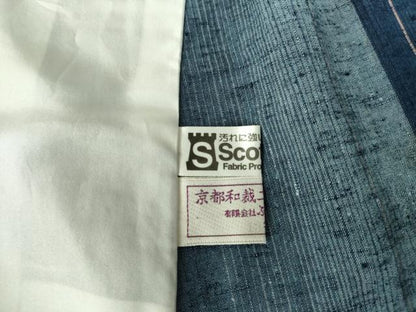 平和屋着物▽上質な紬　単衣　間道　正絹　逸品　DABH0635op