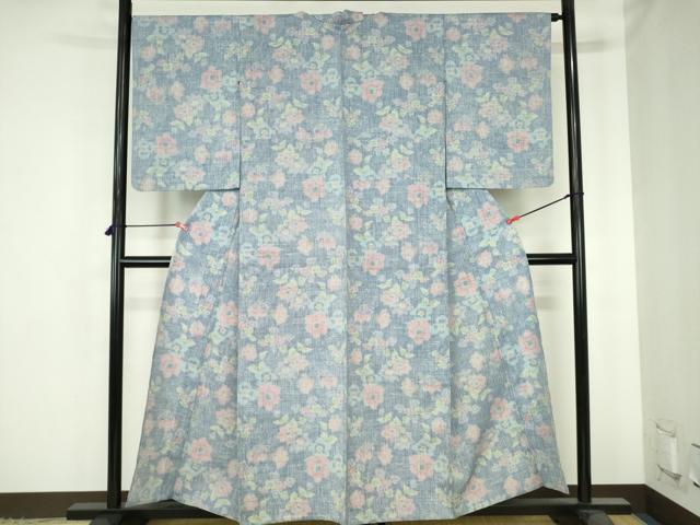 平和屋着物▽上質な紬　単衣　舞花　正絹　逸品　DABH0636op