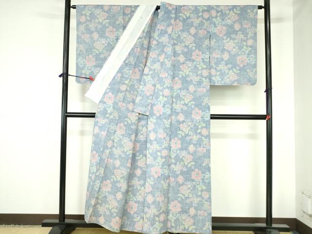 平和屋着物▽上質な紬　単衣　舞花　正絹　逸品　DABH0636op