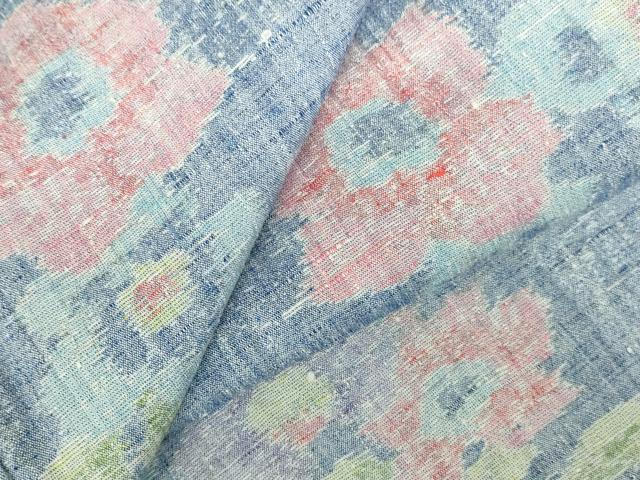 平和屋着物▽上質な紬　単衣　舞花　正絹　逸品　DABH0636op