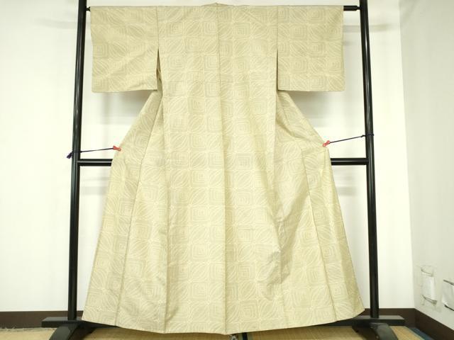 平和屋着物▽上質な紬　単衣　抽象文様　正絹　逸品　DABH0637op