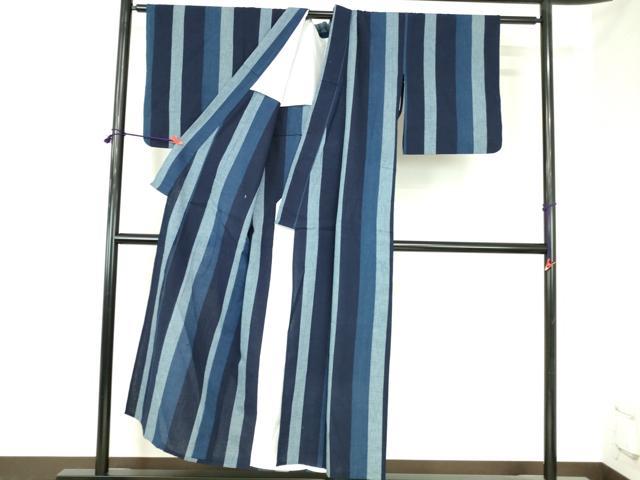 平和屋着物∴夏物　小紋・浴衣兼用　間道　綿　逸品　DABH0639op