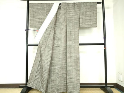 平和屋着物▽上質な紬　単衣　間道　正絹　逸品　DABH0641op