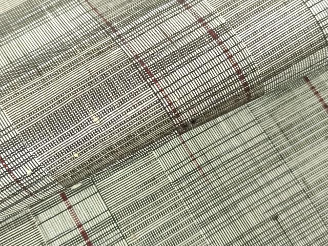 平和屋着物▽上質な紬　単衣　間道　正絹　逸品　DABH0641op