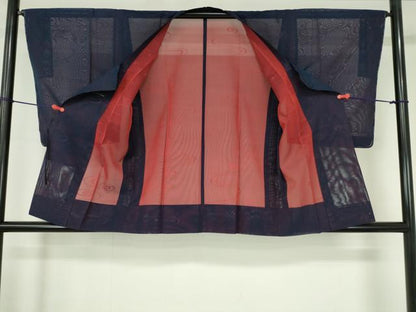 平和屋着物▽道行コート　スリーシーズン　春夏秋　塵除け　流水文　正絹　逸品　DABH0643op