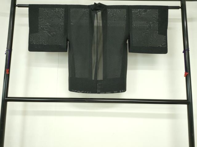 平和屋着物▽羽織　スリーシーズン　春夏秋　塵除け　干割れ文　黒地　正絹　逸品　DABH0644op