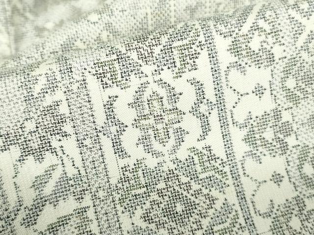 平和屋着物▽本場大島紬　白大島　単衣　9マルキ　洋花文　正絹　逸品　DABH0649op
