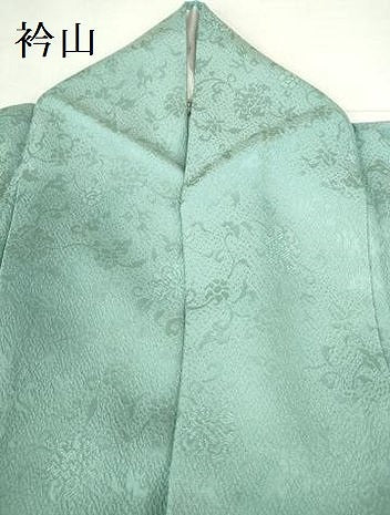 平和屋着物▽上質な色無地　単衣　花唐草地紋　青竹色　正絹　逸品　DABH0650op