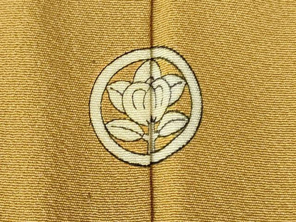 平和屋着物▽上質な色無地　単衣　黄朽葉色　正絹　逸品　DABH0651op