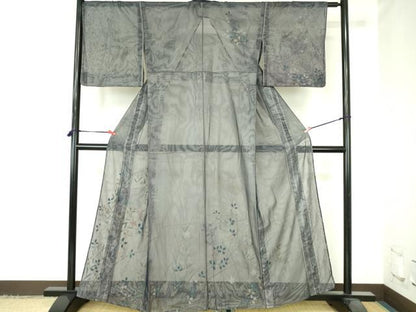 平和屋着物▽訪問着　無双　紗袷　紗×紗　草花　正絹　逸品　DABH0652op