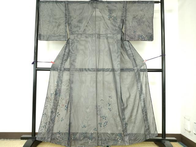 平和屋着物▽訪問着　無双　紗袷　紗×紗　草花　正絹　逸品　DABH0652op