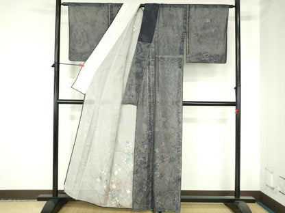平和屋着物▽訪問着　無双　紗袷　紗×紗　草花　正絹　逸品　DABH0652op