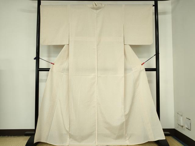 平和屋着物▽本塩沢　単衣　十字絣　正絹　逸品　DABH0653op