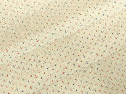 平和屋着物▽本塩沢　単衣　十字絣　正絹　逸品　DABH0653op